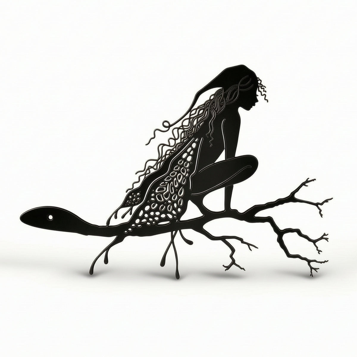Fairy on Branch Silhouette Lightweight Metal Fairy Silhouette Compact for Trees
