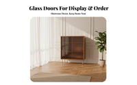 Vintage Hutch Cabinet Glass Doors book cabinet Multi-Functional Easy to Clean for Decor fans, Families, Living Room, Hallway
