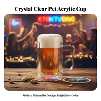 100 Pieces 500ml Thickened Beer Mug Easy to Clean Handled Beer Mug Transparent Plastic Stein Ergonomic Handle for KTV, Parties
