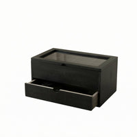 Tea Storage Box with Drawer Transparent Lid Tea Organizer with Drawer Divided Compartments Holder Container for Office