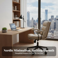 Light Luxury design Upholstered Rolling Chair Soft Upholstery Upholstered Armless Chair Ergonomic spine supportrest Vanity Seat Modern Minimalist Design for Home Workers, Students, Adults, Bedroom, Study Room
