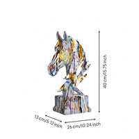 Paint-Splatter Horse Sculpture Artistic Modern Equine Figurine Luxury Look for Entryway, TV Cabinet
