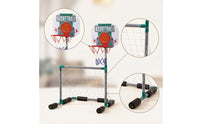 Freestanding Pool Basketball Hoop Set Compact Pool Goal with Soccer Net Portable Floating Basketball Hoop Sturdy for Backyard