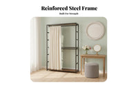 With Curtain Unrestricted Standing Closet System Large Capacity Accessible Wardrobe Space Saving Garment Rack Stable Structure for Renters, Homeowners, Students, Apartment, Dorm Room, Entryway