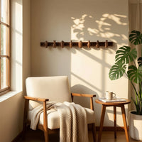 Coat Hanger with Sliding Hooks Easy to Install Wooden Hook Rail Stylish Wall-Attached Coat Rack for Entryway