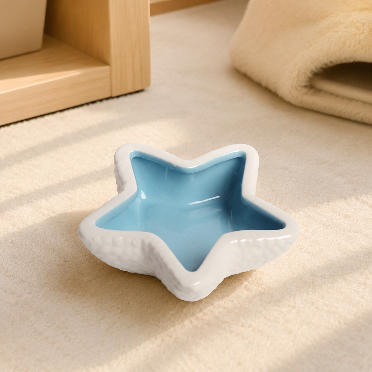 Stylish Cat Bowl, Ceramic Bowl, 11cm, Starfish-shaped, Ceramic Pet Dish, Easy to Clean, For Small Pets