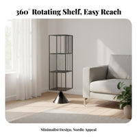 Multi-Tier Shelving Unit 360-Degree Rotation Revolving Cube Shelf Space-Saving