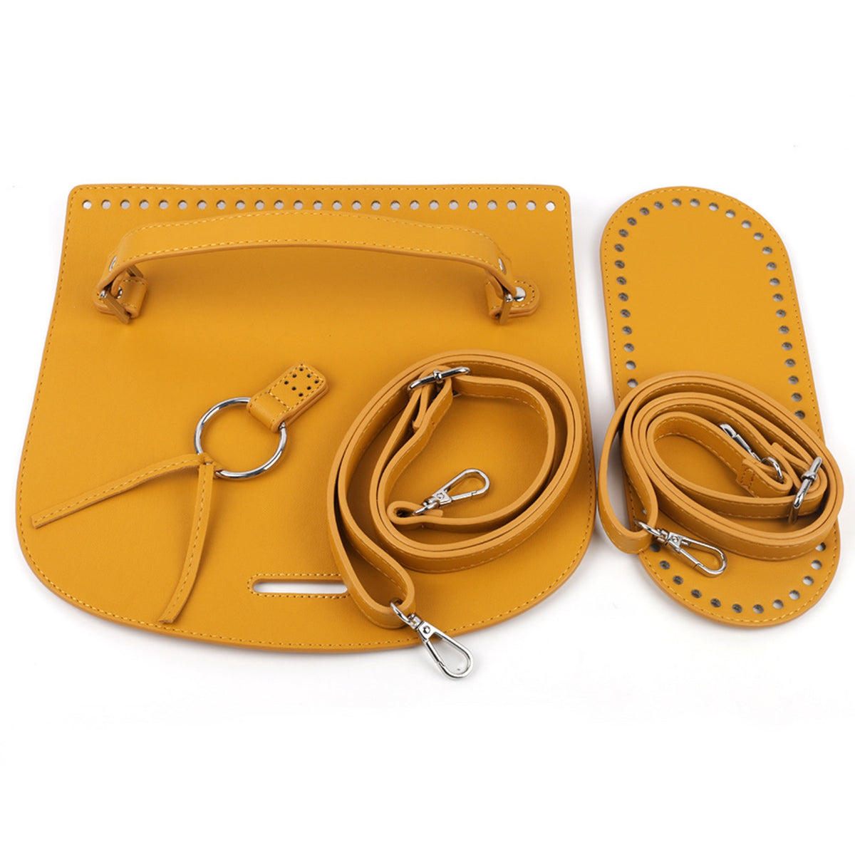 Pre-Punched DIY Bag Making Kit Leather-Like Bag Accessory Kit Stitched Silver-Tone for Crafters, Hobbyists, Leathercraft, Crochet, Knitting