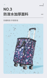 万向轮购物买菜车小拉车家用手拉车手推车可折叠便携拉杆车大容量 【保温加厚袋】字母黑+送绳子