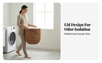 Woven Basket with Lid Waterproof Laundry Hamper Ventilated Design for Bedroom