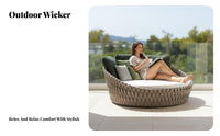 All-Weather Woven Single-Person Sofa Chair Water-Resistant Deep Seat Wicker Armchair Sturdy Construction Outdoor Furniture Thick pads for Homeowners, Business Owners, Balcony, Courtyard, Garden, Restaurant Terrace
