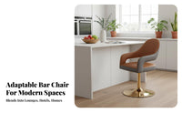 Modern Design Adjustable Pedestal Stool Cream aesthetic Counter Chair with Footrest Seating Furniture Upholstered Seat for Bar Owners, Receptionists, Homeowners, Front Desk, Restaurant, Cafe, Kitchen Island