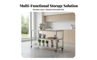 Rust Resistant Multi-Tier Kitchen Rack Multifunctional Stainless Steel Utility Shelf Heavy Duty Multi-Tier Utility Rack Large Capacity for Pantry, Restaurant, Garage