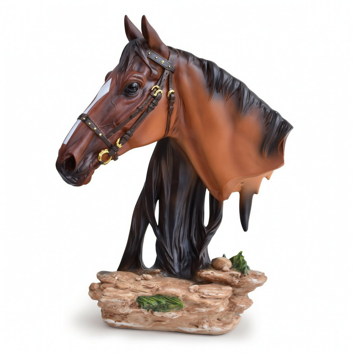Horse Head Bust with Base Tabletop Decor Sculpted for Entryway, Collectors