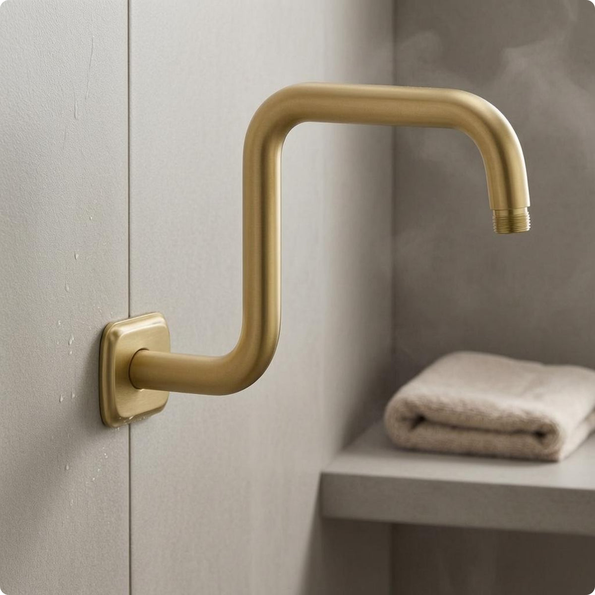 Z-Shaped Shower Arm 90-Degree Bathroom Fixture Polished Cylindrical