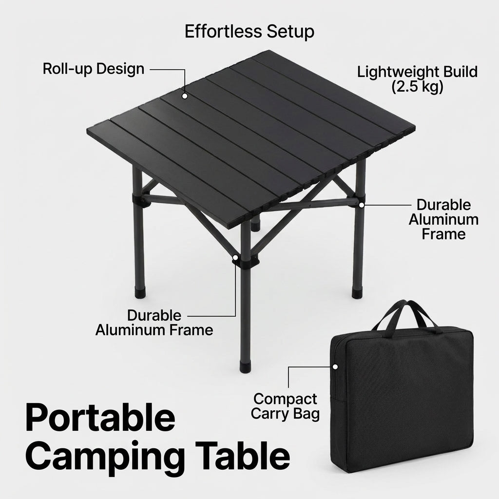 Folding Camping Table and Chairs Set, Foldaway Picnic Furniture, Portable Outdoor Dining, Sturdy Iron Construction, Customisable