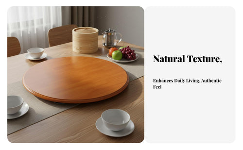 360° Seamless Rotation Round Dining Table Turntable Silent Rotate Solid Wood Dining Table Turntable Heavy-Duty Load Capacity Wooden Rotating Tray Easy to Maintain for Restaurant Owners, Homeowners, Family Gatherings, Banquets, Parties, Countertop