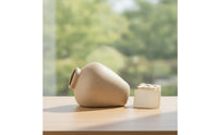 Vase with Slanted Opening Stone-Look Sculptural Vase Matte Vessel for Tabletop