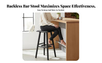 Backless Wooden High Stool Anti-Scratch Foot Pads Wooden Saddle Seat Stool