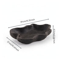 Carbonized Artisan-Crafted Wooden Tray Wabi-Sabi Wood Tray with Raised Sides Organic Shape Hand-Made for Home Decorators, Minimalists, Tabletop Decor, Tea Setups, Coffee Table