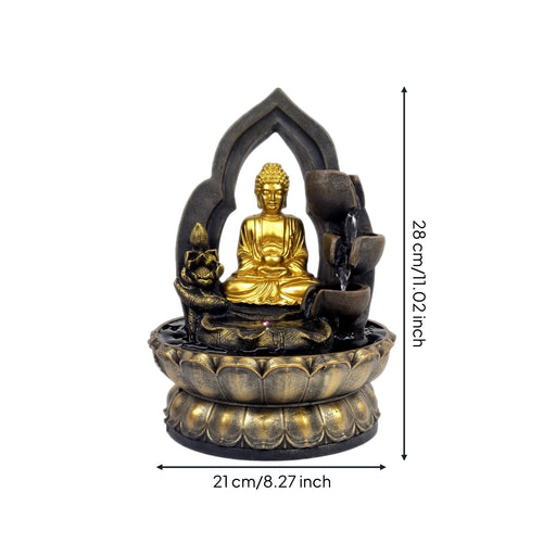 Resin Water Fountain Compact Indoor Fountain with LED Light Lighted Meditation for Desk, Office