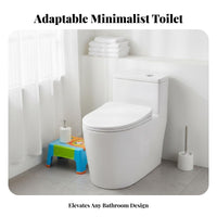 Anti-Splash Unified-Piece Siphonic Toilet Powerful Flush Water Closet Easy-to-Clean Glaze Ware Soft-Close Seat for Apartment Dwellers, Homeowners, Bathroom, Restroom, Home