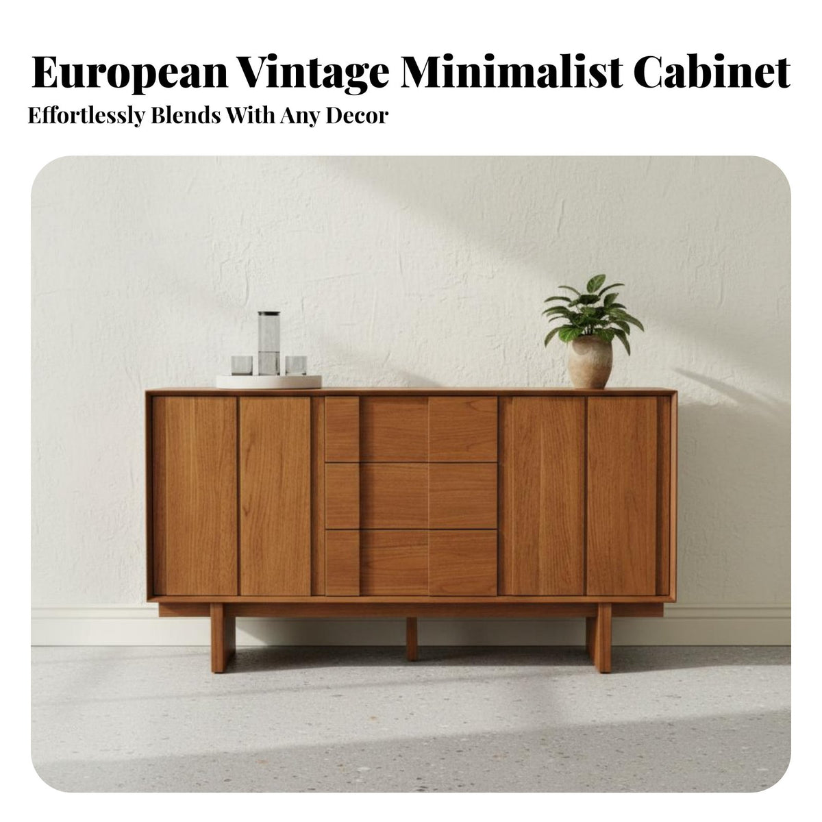 Living Room Console Cabinet Solid Wood Construction Wooden Buffet Cabinet Versatile Multi-Functional Retro Storage Credenza for Homeowners, Entryway