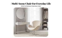 Scalloped Back Armchair Shell-Shaped Backrest Vanity Stool Padded Seat Modern Style for Homeowners, Teens, Bedroom, Home Office