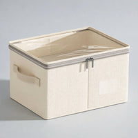 Clothes Organizer Closet Drawer Organizer Collapsible Clothes Bin Fabric Storage Box Breathable Cotton Linen Material with See Through Window Suitable for Car Office Home
