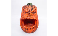 Jack-O'-Lantern Candy Dish Holder Carved-Look Gourd Candy Holder Orange Tabletop Decoration for Party Hosts, Scary Residence