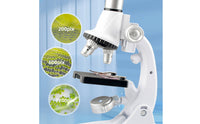 1200x Scientific Microscope Set Gift Portable Kids Scientific Lens Learning Educational Toy for Elementary Students