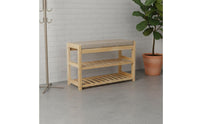 Solid Wood Wooden Hall Tree Bench 3-in-1 Design Entryway Hall Tree with Storage Bench Cushioned Seat Household Furniture Space Saving for Hallway