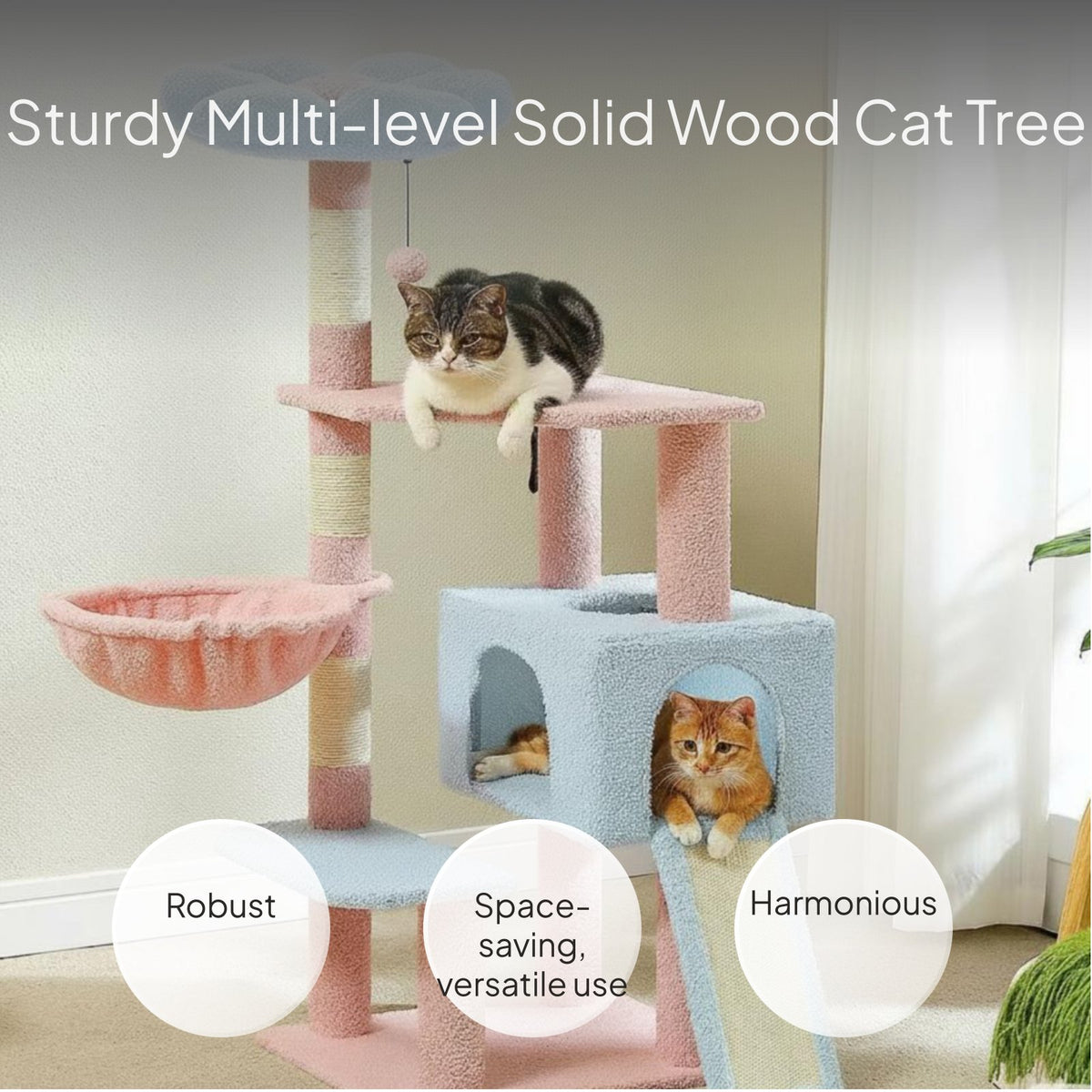 Flower Cat Tree with Scratching Post and Condo