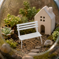 Slatted Metal Bench Tabletop Miniature Decor Compact Size