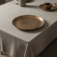 Hammered Metal Tray Textured Round Hammered Tray Shallow Decorative Platter for Tabletop, Centerpiece, Entryway