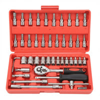 46 Pieces Ratchet Socket Kit Compact Case Ratchet Wrench Kit Easy to Carry Hand Tools for Mechanics