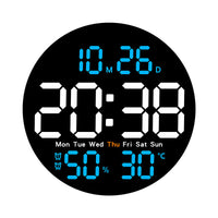 Minimalist LED Wall Clock with Temperature and Humidity Display, Model 5501