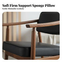 Wooden Dining Armchair with Padded Rear Nordic Design Upholstered Chair Thick Cushions Contouredd Armrests for Families