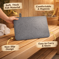 Wool Felt Sauna Mat with Non-Slip Design for Steam Room, Thick Soft Cushion Seat Pad for Heat Insulation, Bench Cover