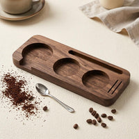 Wooden Tamper Base Polished Finish Tamper Holder Board Textured