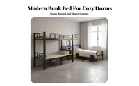 Metal Bunk Bed High Guardrail Metal Bunk Bed Frame Full-Length Guardrails Bedroom Furniture for Students, Adults, Dormitory, Dorm Room Quarters