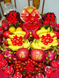 仿真孔雀头插件网红水果盘雕刻摆件结婚供品乔迁摆盘香蕉创意装饰