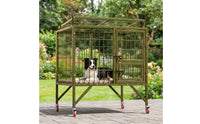 Elevated Heavy Duty Dog Crate Welded Dog Cage with Wheels Weatherproof Mobile for Outdoor