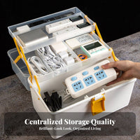 3-Tier Folding Tool Case Transparent Lid 3-Tier Cantilever Toolbox Sturdy