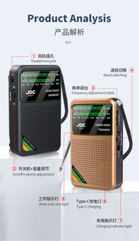 跨境亚马逊全波段全频道收音机多功能自动搜台老人专用收音机批发