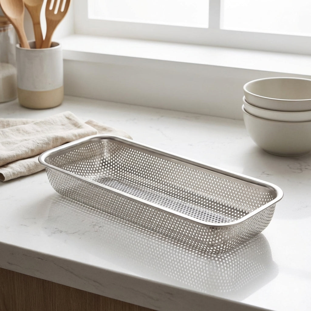 Stainless Steel Chopsticks Holder with 2 Compartments, Perforated Basket, Dense Hole Kitchen Organizer, Hanging or Freestanding 304 Utensil Rack