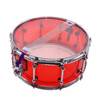 14x6.5 inch Red Acrylic Snare Drum with Customizable Colors and Sizes