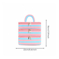 Double Zipper 3-Layer Makeup Case Multi-Purpose Portable Makeup Train Case Quilted Cosmetic Organizer for Women, Business Trip, Home