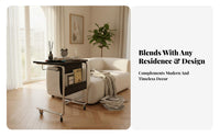 Rolling C-Shaped Table Mobile Design Wheeled C-Table with Magazine Holder