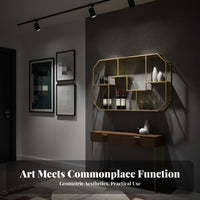 Geometric Grid Shelf Multi-Functional Floating Rack Space-Saving for Living Room
